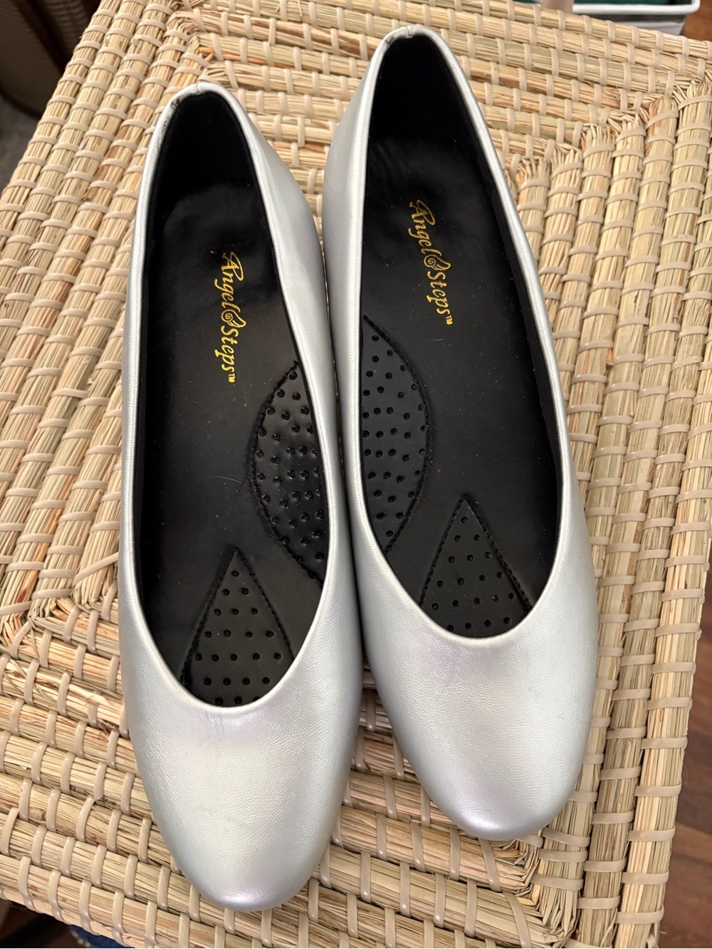 Angel Steps Silver Ballet Flats - Women's Slip-On Comfort Shoes